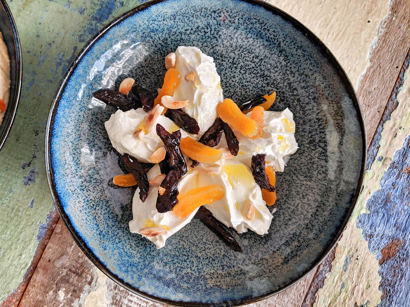 Labneh with dried fruit and almonds